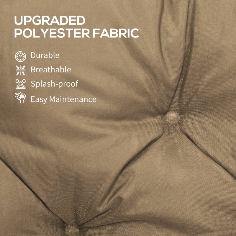 Outsunny 3 Seater Bench Pad, Garden Chair Cushion with Back and Ties for Indoor and Outdoor Use, 98 x 150 cm, Khaki