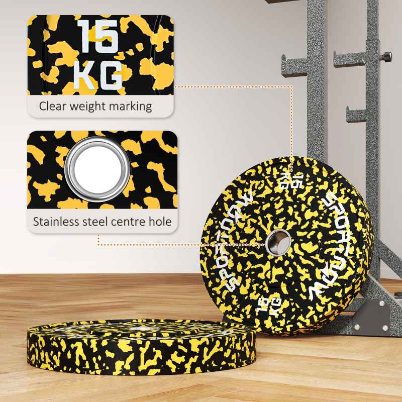 SPORTNOW Olympic Weight Plates Set, Solid Rubber Bumper Plates Weights Discs with 2