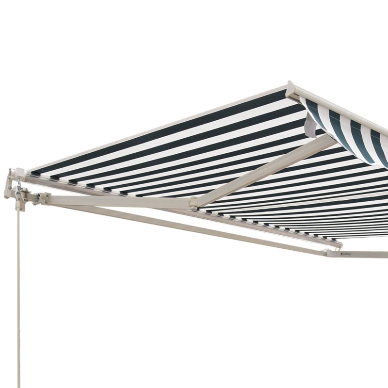 Outsunny 2.5m x 2m Garden Patio Manual Awning Canopy Sun Shade Shelter Retractable with Winding Handle Green and White