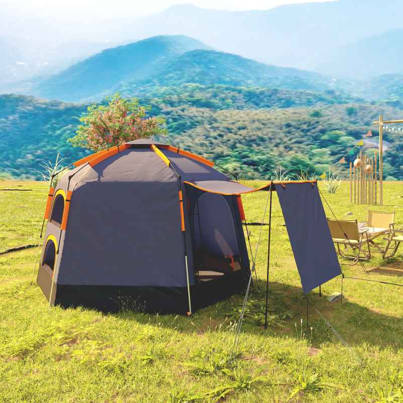 Outsunny Automatic Pop Up Camping Tent, Instant Setup 2-4 Man Tent with Mesh Windows, Waterproof & UV30+, Portable with Carry Bag for Fishing, Hiking, Backpacking, Dark Grey