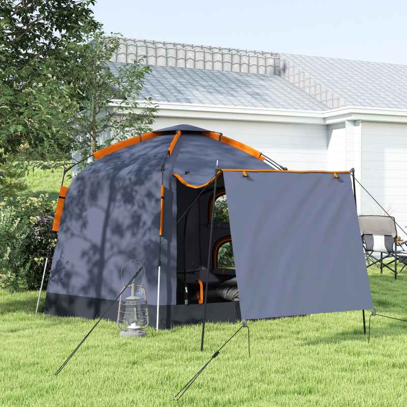 Outsunny Automatic Pop Up Camping Tent, Instant Setup 2-4 Man Tent with Mesh Windows, Waterproof & UV30+, Portable with Carry Bag for Fishing, Hiking, Backpacking, Dark Grey