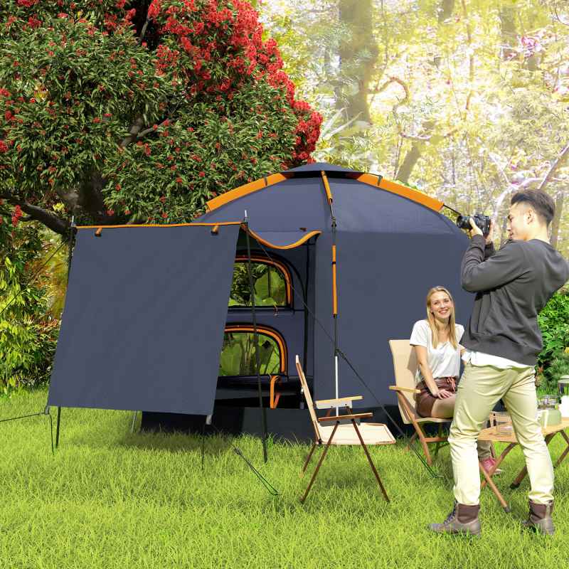 Outsunny Automatic Pop Up Camping Tent, Instant Setup 2-4 Man Tent with Mesh Windows, Waterproof & UV30+, Portable with Carry Bag for Fishing, Hiking, Backpacking, Dark Grey