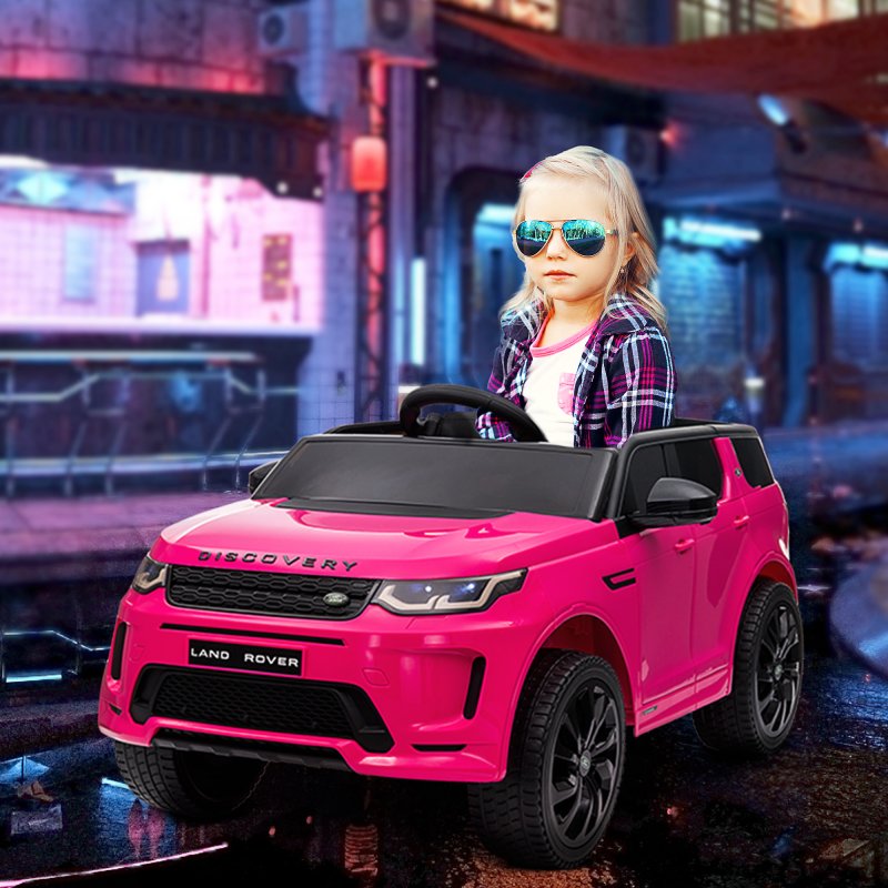 AIYAPLAY Land Rover Discovery Sport Licensed Kids Electric Car, 12V Ride on Car with Remote Control, LED Lights, Music, Horn, for Ages 3-6 Years, Pink