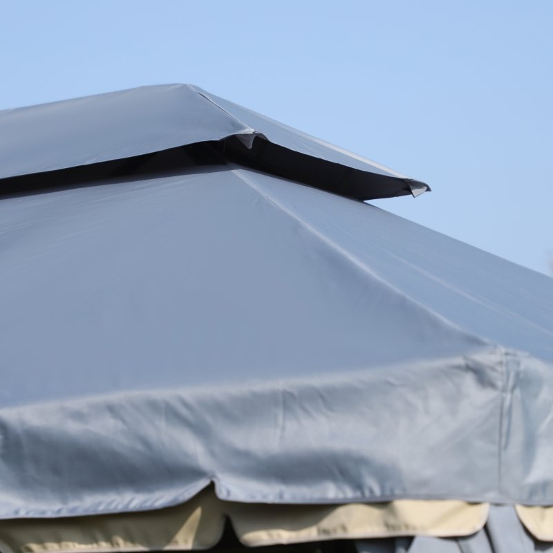 Outsunny 3 x 4m Aluminium Garden Gazebo, Marquee Canopy Shelter Pavilion Party Tent with Nets and Curtains for Garden and Deck, Grey