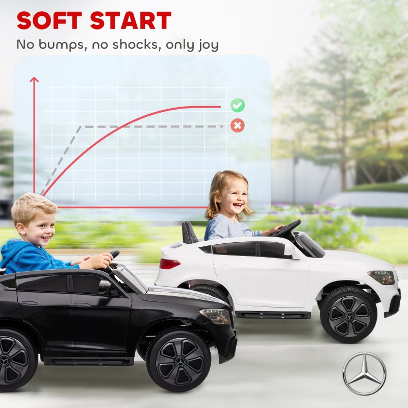 AIYAPLAY Mercedes-Benz GLC Coupe Licensed Kids Ride on Car, 12V Battery Powered Kids Electric Car with Remote Control, Soft Start, LED Light, Music, MP3, 3 Speed, for 3-6 Years, Black