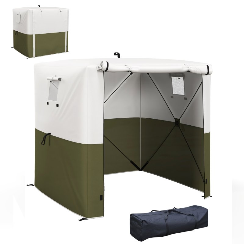 Outsunny Pop Up Gazebo with Sides, 2m x 2m Easy 1 Person Setup Party Tent with Carry Bag, Stakes, Ropes, Folding Multifunctional Instant Shelter, Green and White