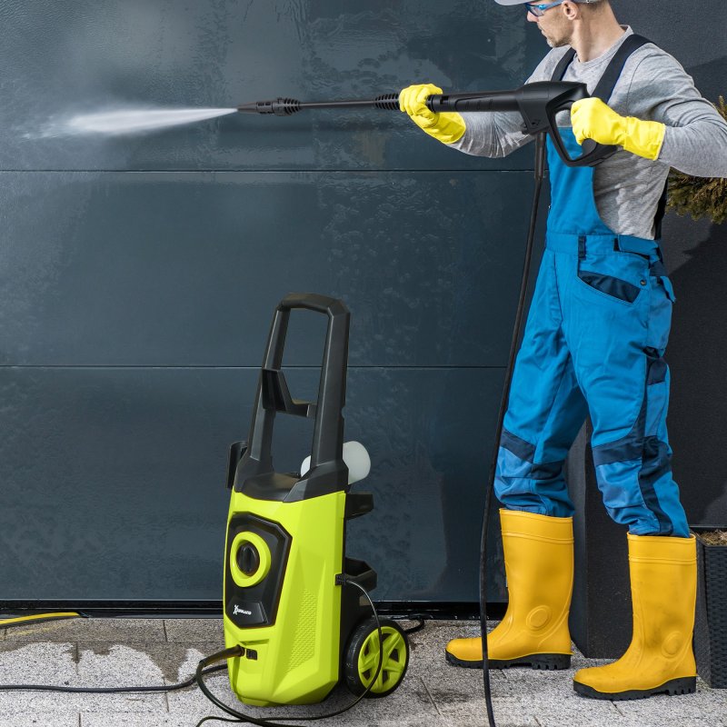 DURHAND 1800W High Pressure Washer, 150 Bar Pressure, 510 L/h Flow, High-Performance Portable Power Washer Jet Wash Cleaner with 6M Hose, Snow Foam Bottle for Garden, Car, Furniture, Green
