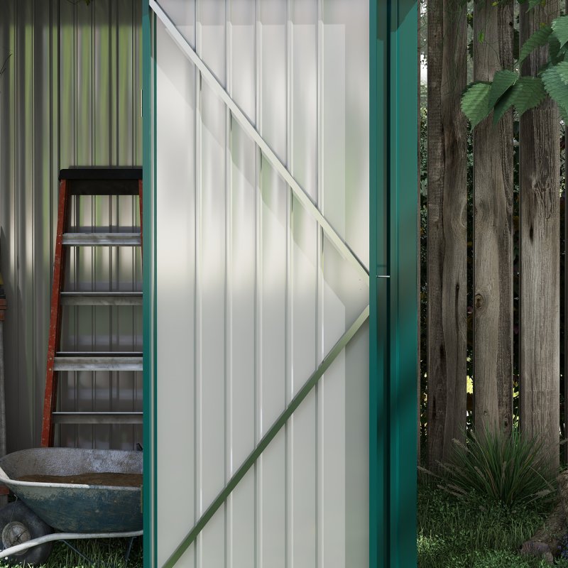 Outsunny 5ft x 3ft Lean to Garden Shed, Metal Outdoor Storage Shed with Single Lockable Door, Tool Storage Shed for Garden, Patio, Green