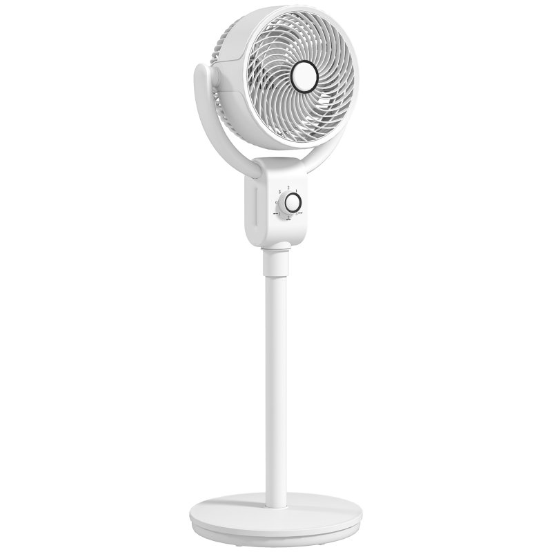 HOMCOM 10" Pedestal Fan, 70°+90° Oscillating Air Circulation Fan with 3 Speeds, Dense Mesh, Easy Assembly, for Home Office, Bedroom, White