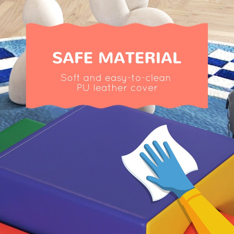 HOMCOM Baby Soft Play Set, 4 Piece Soft Play Equipment for Toddlers 12-36 Months, Climb and Crawl Foam Play, Kids Activity Play Toy, Red