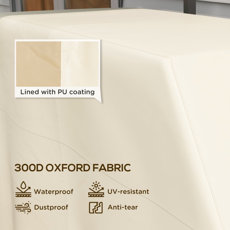 Outsunny BBQ Cover for Rectangular Gas Grill, 300D Oxford Fabric Barbecue Covers, Waterproof UV Protection Rip-Proof, with Windproof Buckles, Beige, 152 x 66 x 115cm