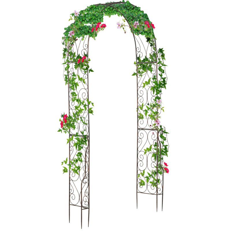 Outsunny Metal Garden Arch Trellis, Decorative Arbour Archway for Walkway Path Ceremony Wedding Party, 120 x 30 x 226cm