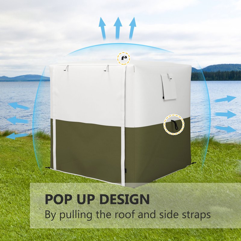 Outsunny Pop Up Gazebo with Sides, 2m x 2m Easy 1 Person Setup Party Tent with Carry Bag, Stakes, Ropes, Folding Multifunctional Instant Shelter, Green and White