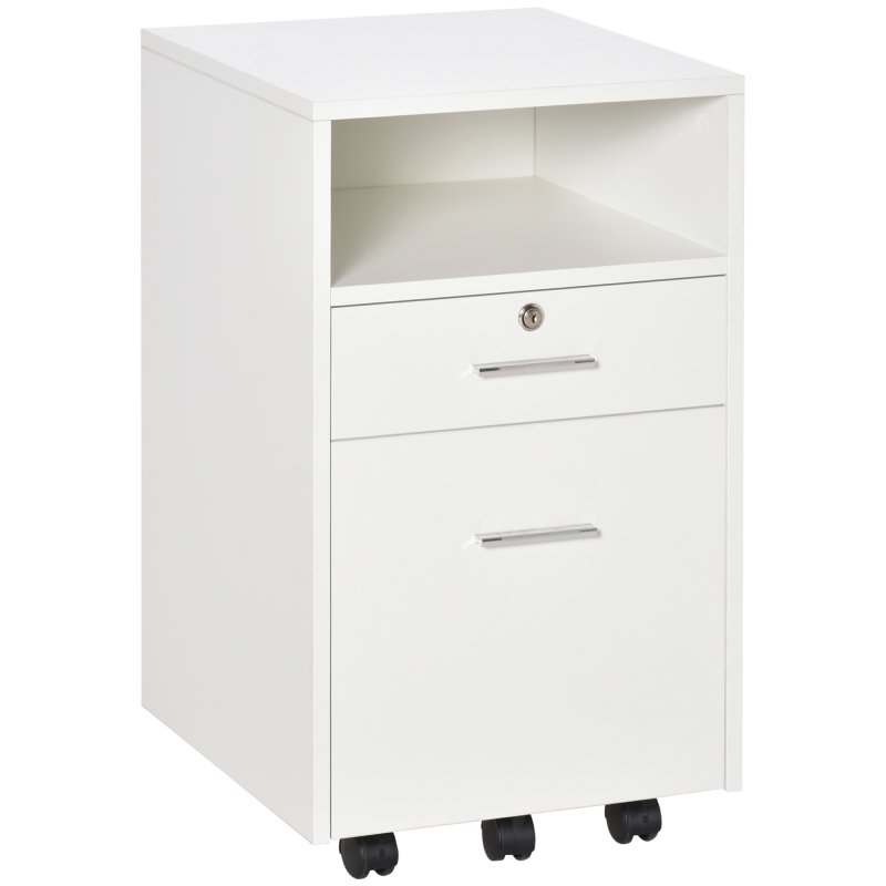 Vinsetto Mobile File Cabinet Lockable Storage Unit Cupboard for A4 Letter Home Filing Furniture for Office, Bedroom and Living Room, 39x40x65cm, White
