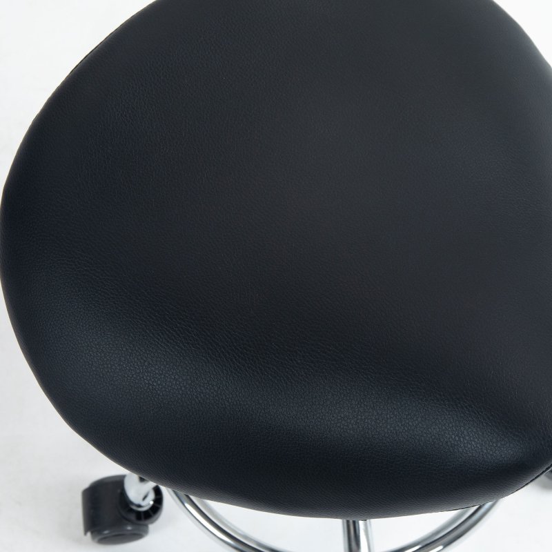 HOMCOM Saddle Stool, PU Leather Adjustable Rolling Salon Chair for Massage, Spa, Clinic, Beauty, Hairdressing and Tattoo, Black