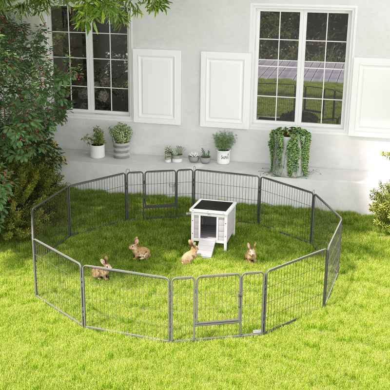 PawHut Dog Pen 12 Panels Puppy Pen Heavy Duty Pet Playpen for Indoor Outdoor for Dogs, Rabbits, Ducks 60cm High