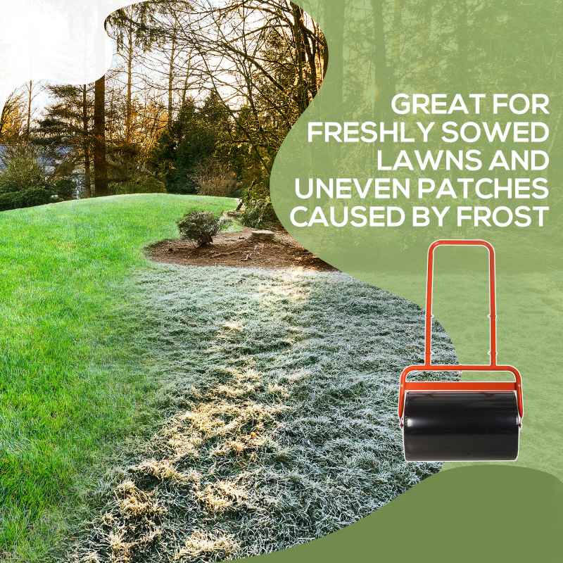 Outsunny Combination Push/Tow Lawn Roller Filled with 38L Sand (62kg) or Water, Great for the Garden 32 x 50cm Roller, Red