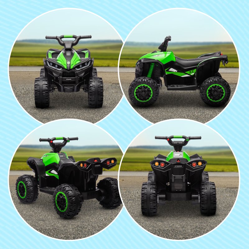 HOMCOM 12V Electric Quad Bike for Kids Ride On Car Toy, with Forward Reverse Functions, LED Headlights, Music, for Ages 3-5 Years - Green