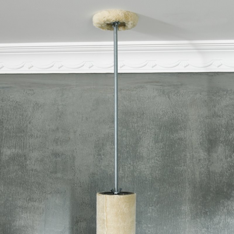 PawHut 255cm Cat Tree for Indoor Cats, Tall Cat Tower with Scratching Posts, Ramps, Hammock, Condo with Two Doors, Toy Balls, Platform, Beige