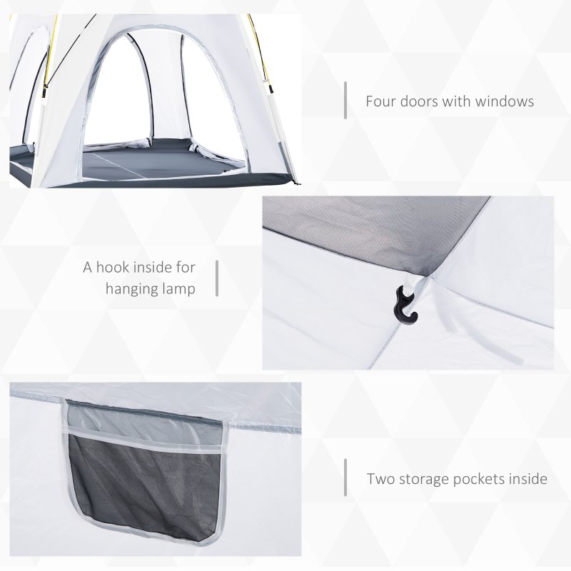 Outsunny 4 Person Automatic Camping Tent, Outdoor Pop Up Tent, Portable Backpacking Dome Shelter, Light Grey