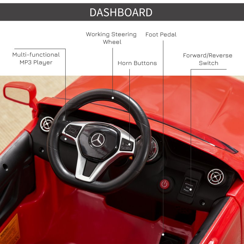 HOMCOM Mercedes Benz GLA Licensed 6V Kids Electric Ride On Car Toy with Remote Control Music Headlight for 3 Years Old Red