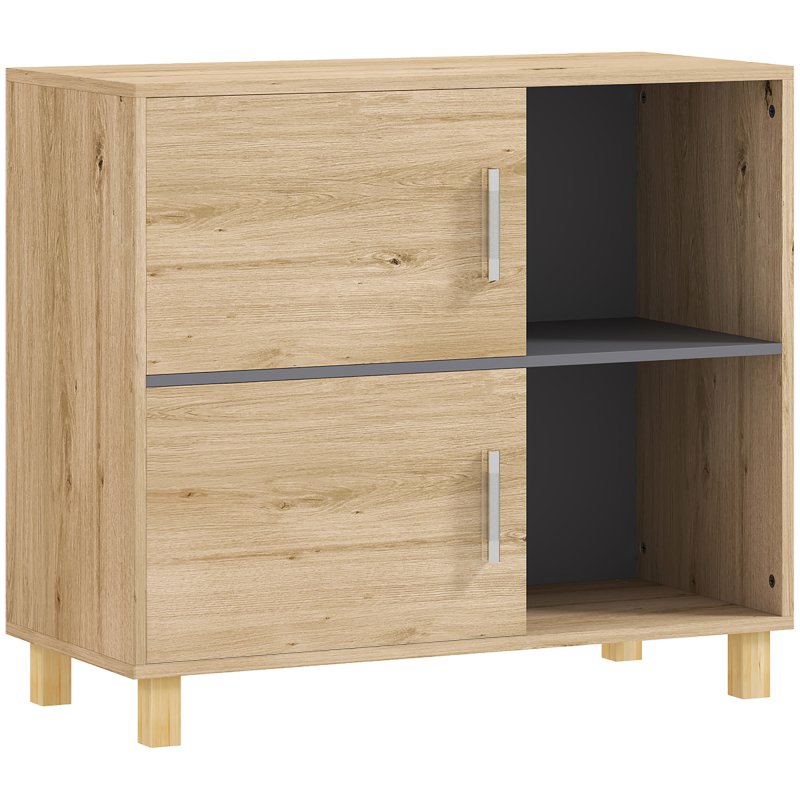 HOMCOM Bathroom Storage Unit, Bathroom Storage Cabinet, Freestanding Bathroom Cabinet with Open Compartments and Double Doors