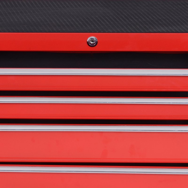 DURHAND 7-Drawer Rolling Tool Chest on Wheels, Lockable Tool Cabinet with Side Handle, Metal Tool Box Trolley for Garage, Workshop, Red