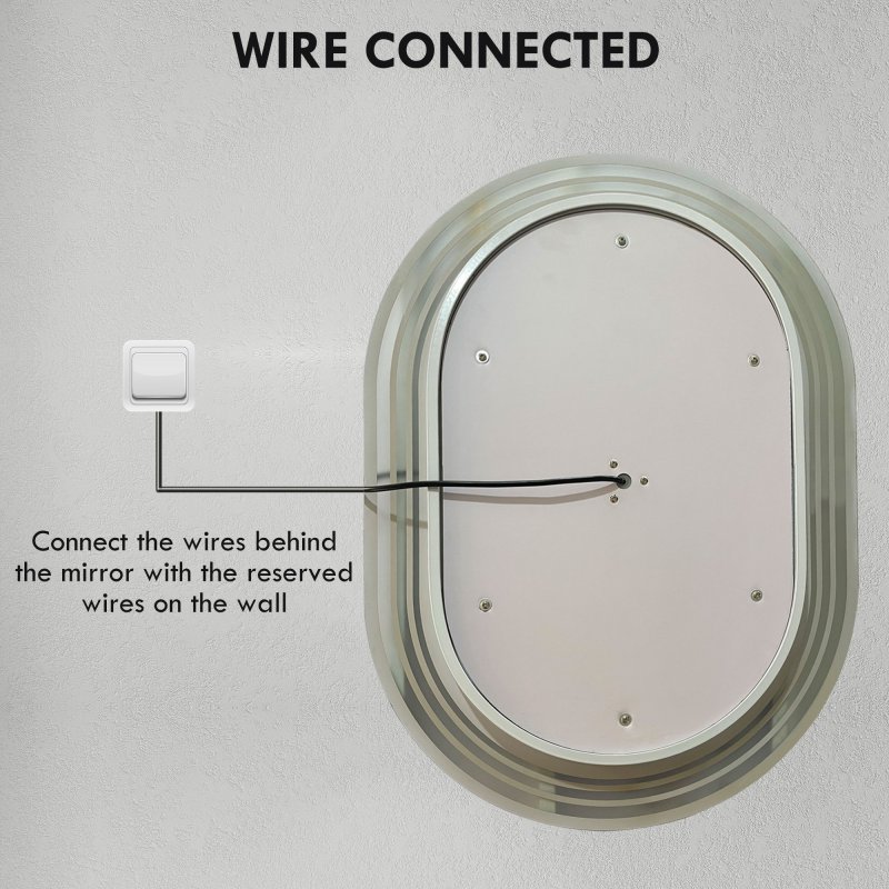 kleankin Bathroom Mirror with LED Lights, 70 x 50cm Dimmable Makeup Mirror with 3 Colour Light, Anti-fog, Memory Function, Touch Switch, Vertical or Horizontal Mounted