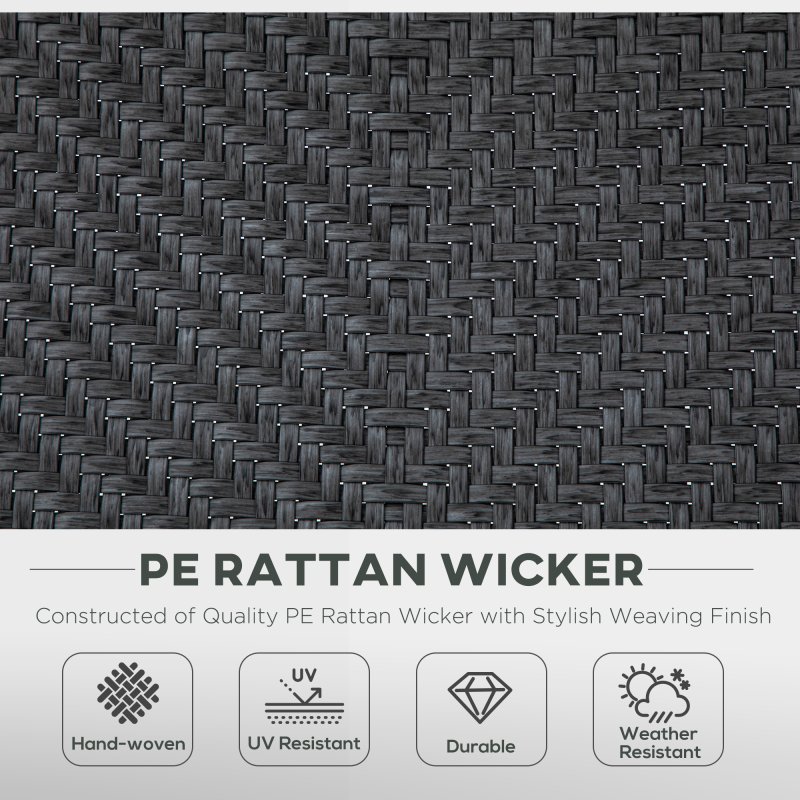 Outsunny Set of 2 Outdoor Wicker Folding Chairs, Patio PE Rattan Dining Armrests Chair set with 7 Levels Adjustable Backrest, for Outdoors, Camping, Grey