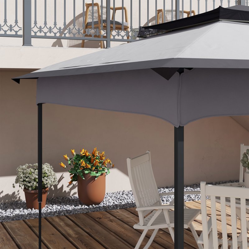 Outsunny Gazebo for 3.25m x 3.25m Frame, 2 Tier Gazebo Cover, UV Protection, Grey