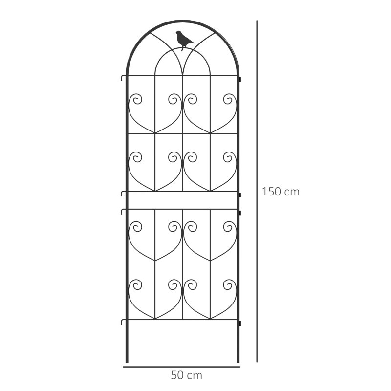 Outsunny Set of 2 Metal Garden Trellis, Decorative Trellis Panels for Climbing Outdoor Plants, Vegetables, Vines, Flowers, 150 x 50 cm, Bird Design