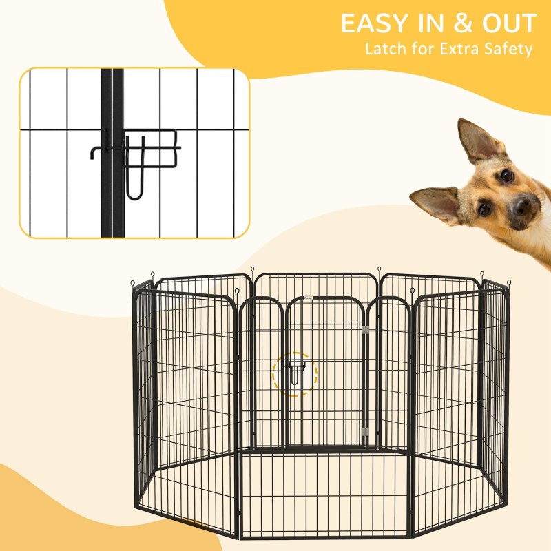 PawHut Dog Pen 8 Panels Puppy Pen Heavy Duty Pet Playpen for Indoor Outdoor for Dogs, Rabbits, Ducks 100cm High