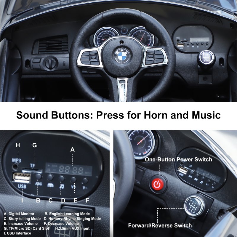 HOMCOM BMW 6GT Licensed Electric Car for Kids, 6V Battery Powered Kids' Electric Ride-on with Remote Control, LED Headlights, Music, for 3-6 Years Old