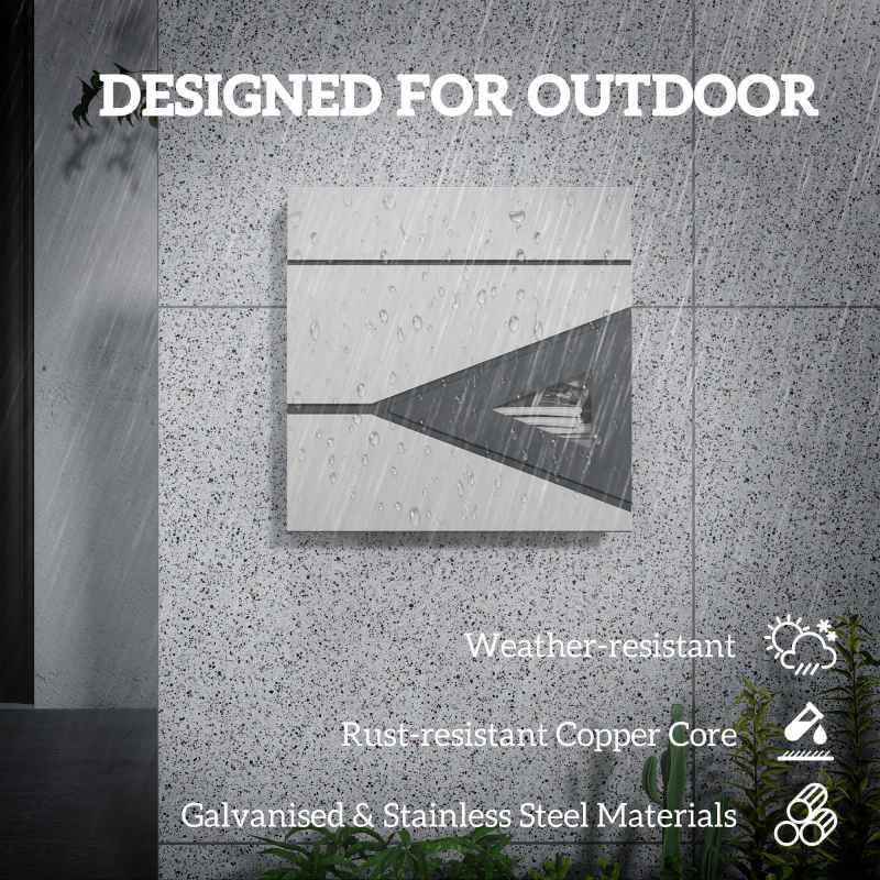 HOMCOM Wall Mounted Post Box with Viewing Window, 2 Lock, Modern Galvanised Steel Mailbox with Copper Core, Weatherproof Letterbox for Outdoor Use, Easy to Install, Silver