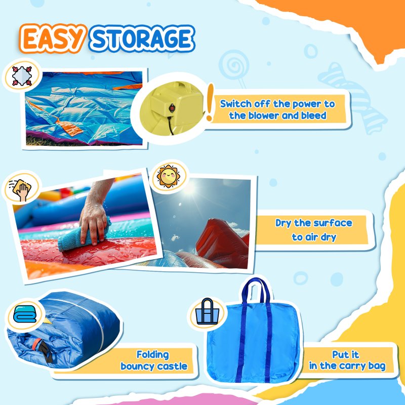 HOMCOM Kids Bouncy Castle Inflatable Bouncer Bounce House and Slide Inflatable Jumper with Blower