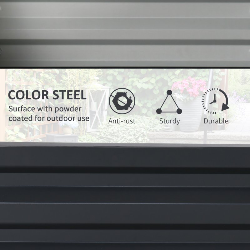 Outsunny Set of 2 Raised Garden Bed, Outdoor Planter Box with Galvanised Steel Frame for Growing Vegetables, Flowers and Herbs, 60 x 60 x 30.5 cm, Grey