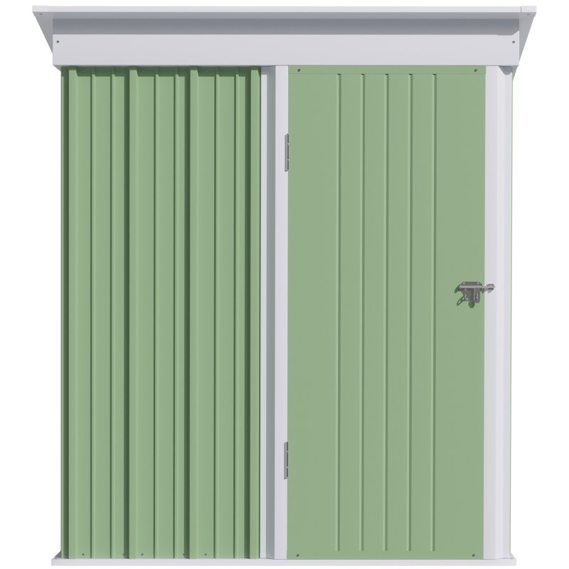 Outsunny 5x3ft Garden Shed, Steel Small Shed, Outdoor Lean-to Shed with Adjustable Shelf, Lock and Gloves for Patio, Garden, Green without Foundation Kit
