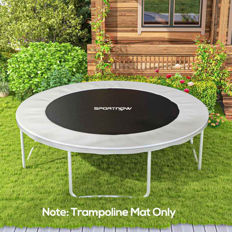 SPORTNOW Trampoline Replacement Mat with Eight Rows of Stitching, Spring Pull Tool, 42 V-Hooks, for 8ft Trampoline, Using 14cm Springs, Trampoline Jumping Mat, Black