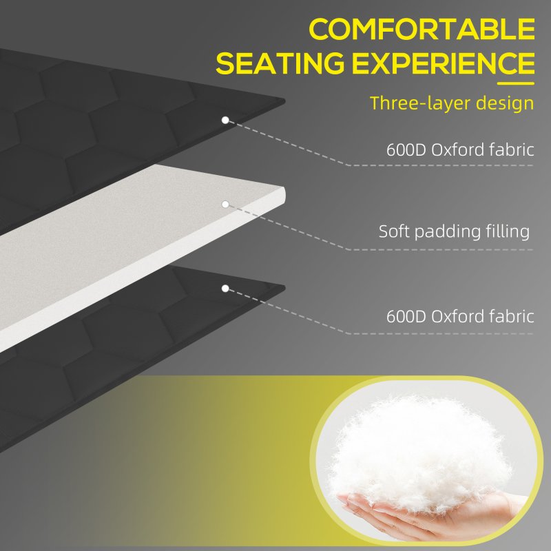 Outsunny 2 Piece Foldable Sun Lounger Set with 5-level Reclining Back, Outdoor Tanning Chairs Sun Loungers with Build-in Padded Seat, Side Pocket, Headrest for Beach, Patio, Black