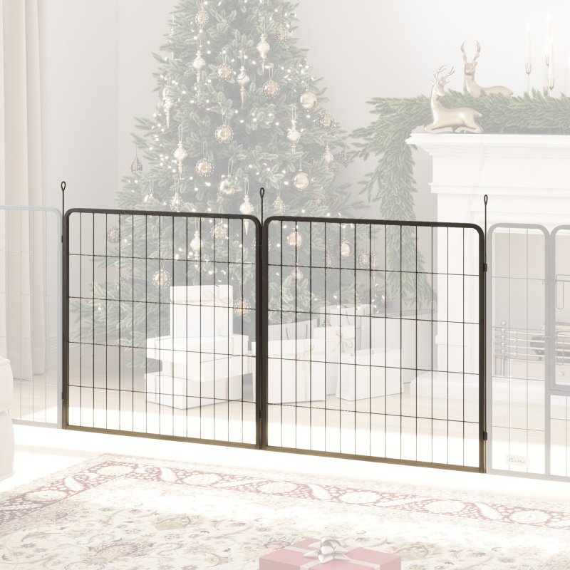 PawHut 2 Piece Dog Pen Expansion Pack for 80cm High Pet Playpen with 3 Connecting Stakes, Puppy Pen for Small and Medium Dogs