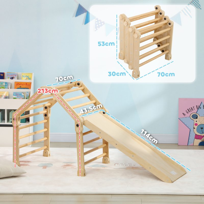 AIYAPLAY 3 in 1 Kids Climbing Set, Foldable Toddler Climbing Toys Indoor with Sliding Ramp, Montessori Climber Set for 2-6 Years Old, Gift for Boys, Girls
