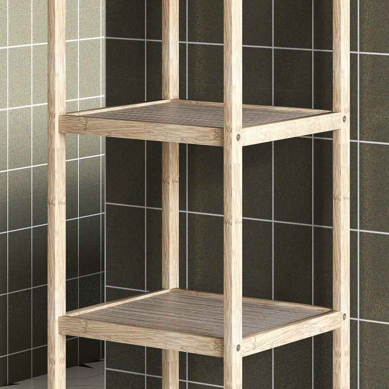 HOMCOM 4-Tier Bamboo Bathroom Storage Shelves, Freestanding Storage Shelving Unit, Multifunctional Display Plants Stand Shelf Rack Organiser