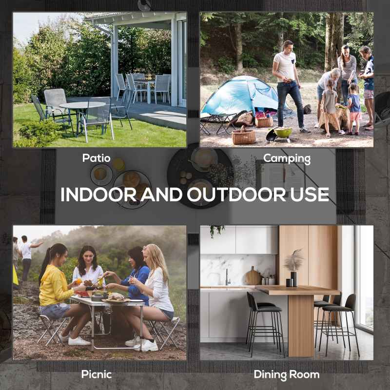 Outsunny Folding Garden Table, 180 x 75cm Rectangular HDPE Outdoor Picnic Table for 6, Metal Frame for Patio, Park, White