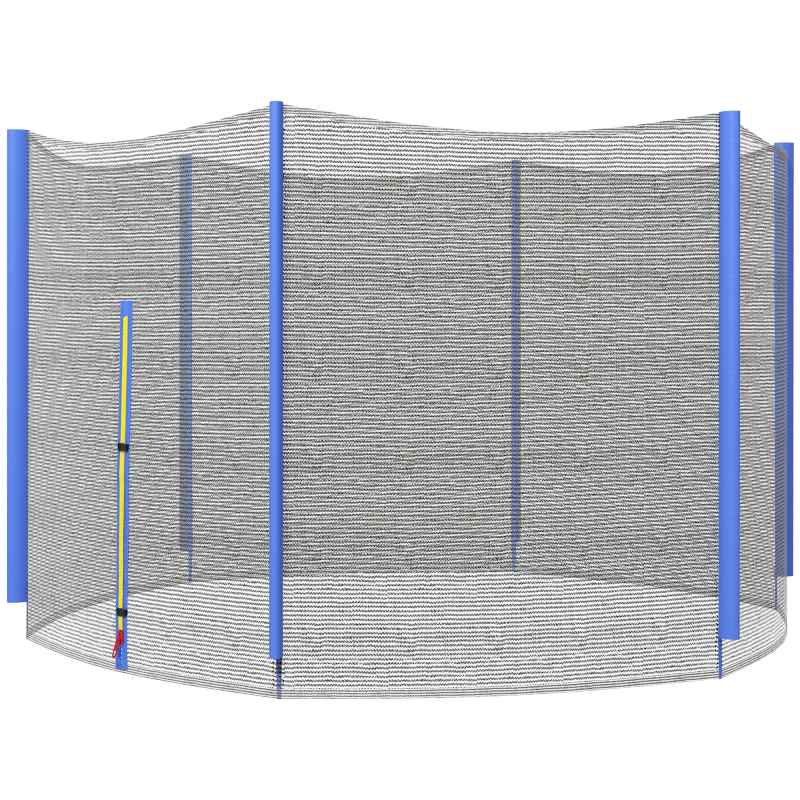 SPORTNOW 10ft Trampoline Net Replacement with 6 Plastic Pole Covers, Weather-Resistant Trampoline Netting Replacement with Zipped Entrance, Poles Not Included, Blue