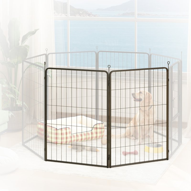 PawHut Dog Pen, 2 Panel Puppy Pen, Portable, Detachable, For Large Dogs, 100cm Tall, Black