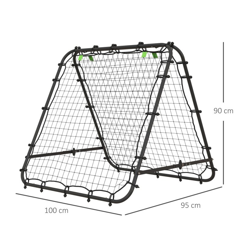 HOMCOM Double-Sided Football Rebounder Net, Football Rebound Net Target Goal with Five Adjustable Angles, Black
