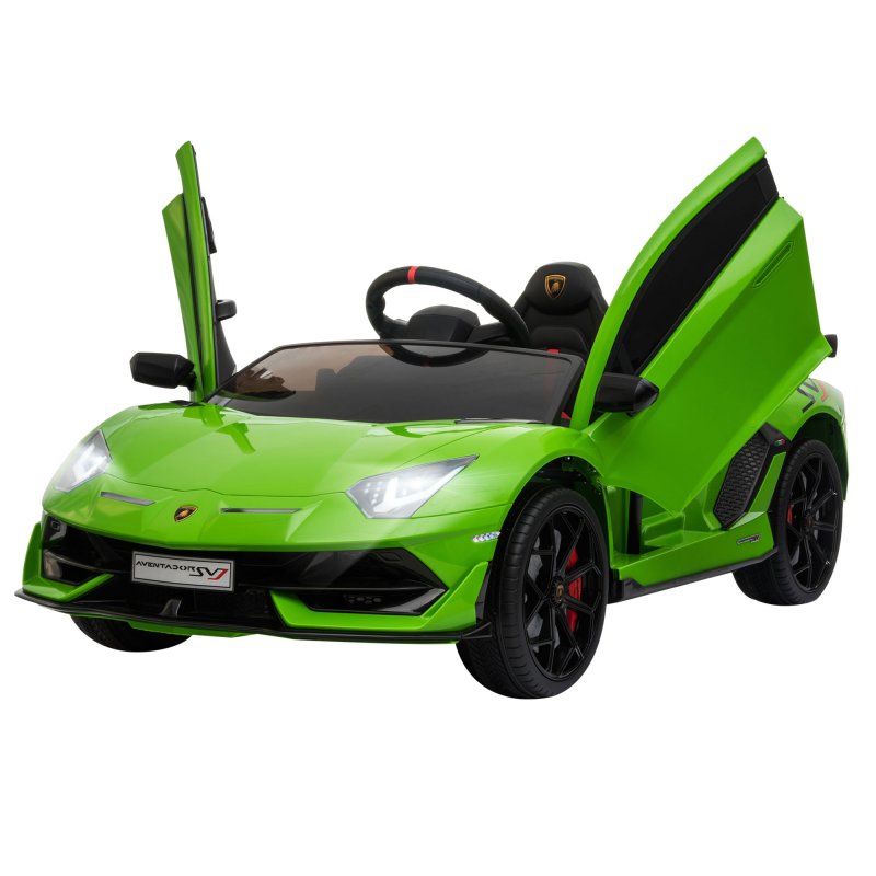 HOMCOM Lamborghini Aventador Licensed 12V Kids Electric Ride On Car Racing Car Toy with Parental Remote Control Battery-powered 2 Motors Music Lights for 3-8 Years Old Green