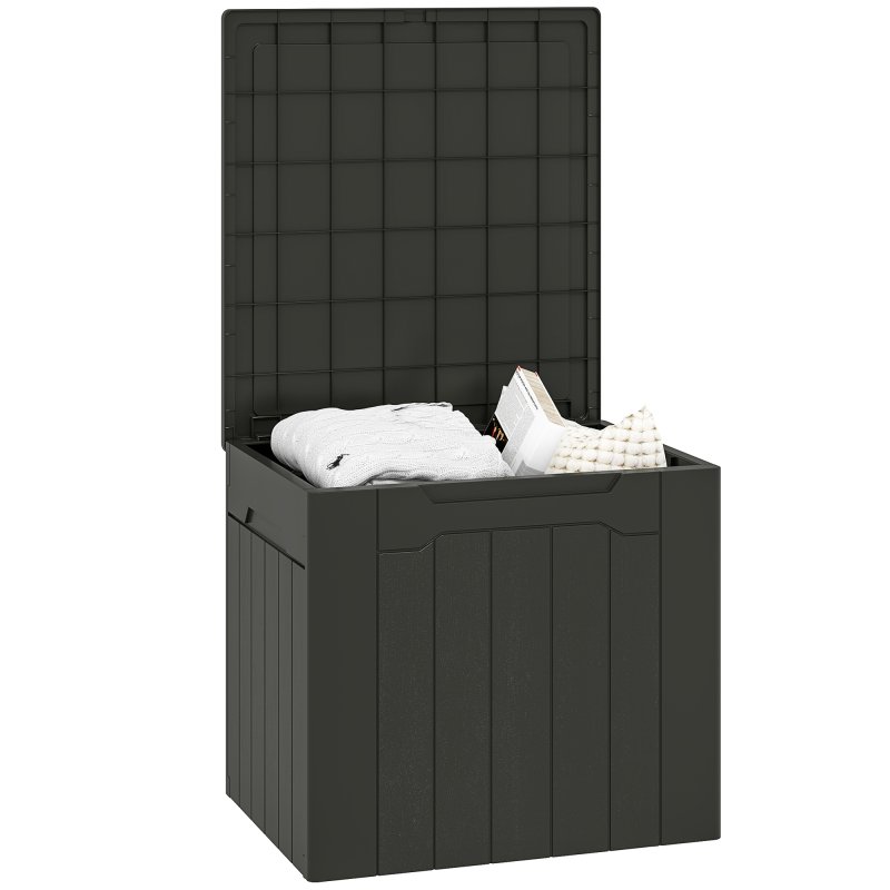 HOMCOM 107L Outdoor Balcony Garden Furniture Storage Box with Lock Hole, Plastic Storage Trunk with Lid and Side Handles, All Weather Resistant Large Chest, Safe and Secure for Patio