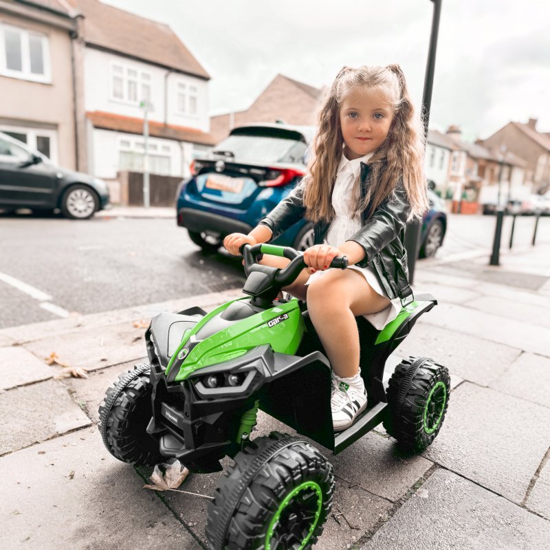 HOMCOM 12V Electric Quad Bike for Kids Ride On Car Toy, with Forward Reverse Functions, LED Headlights, Music, for Ages 3-5 Years - Green