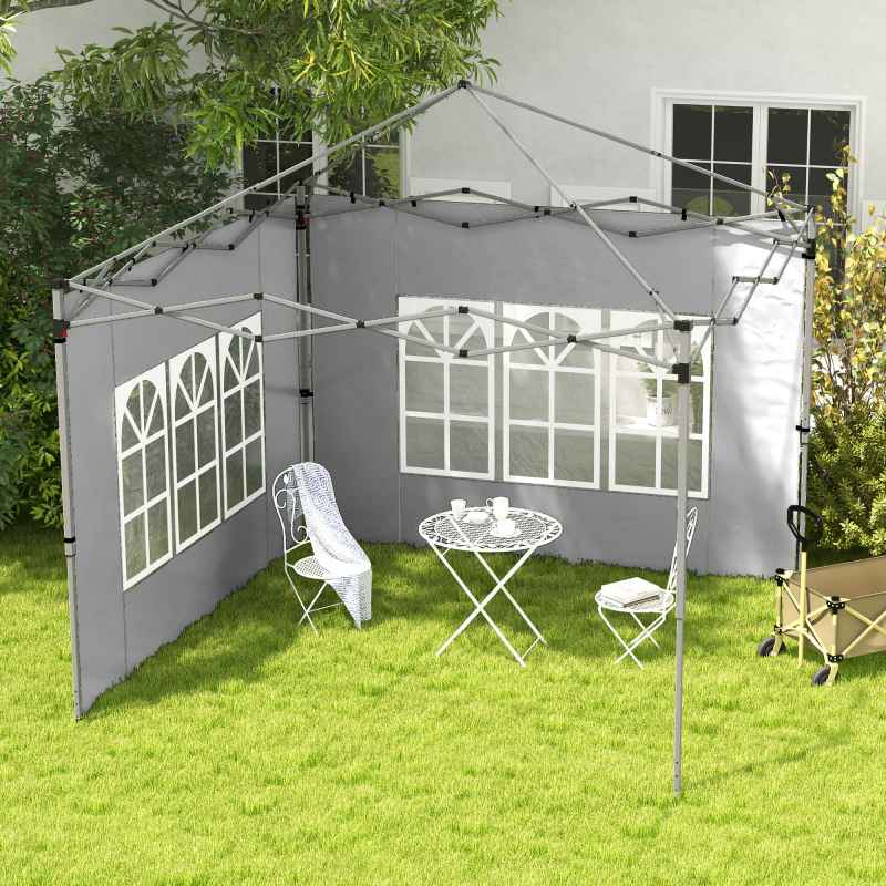 Outsunny Gazebo Side Panels with Window for 3x3(m) or 3x4m Pop Up Gazebo, 2 Pack Sides Replacement, Grey